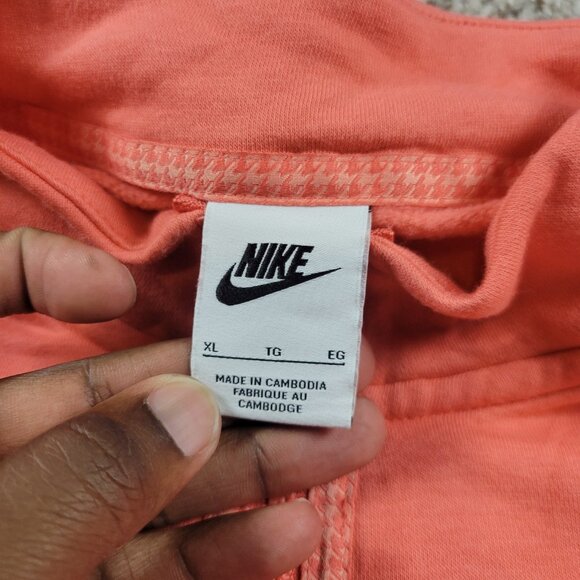 Nike Sportswear Sweatshirt Womens XL Coral Patterned 1/4 Zip Pullover Oversized - Picture 2 of 7